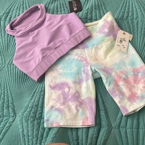 Bundle of two pieces biker shorts &sport bra